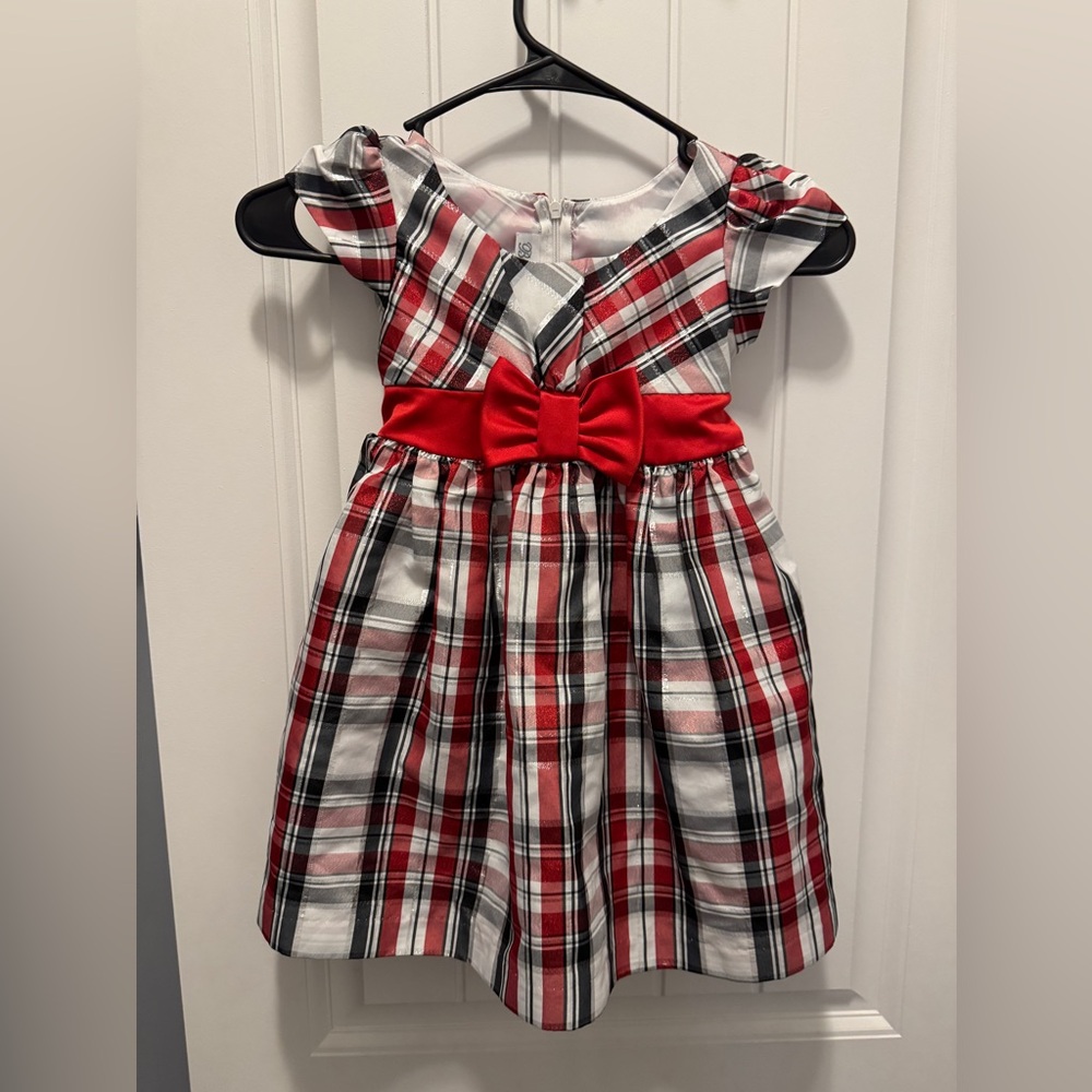 Bonnie Jean Red and Black Plaid Dress 3T